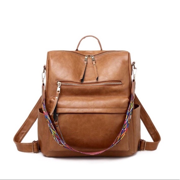 Vintage Style Vegan Leather Backpack - Picture 2 of 7